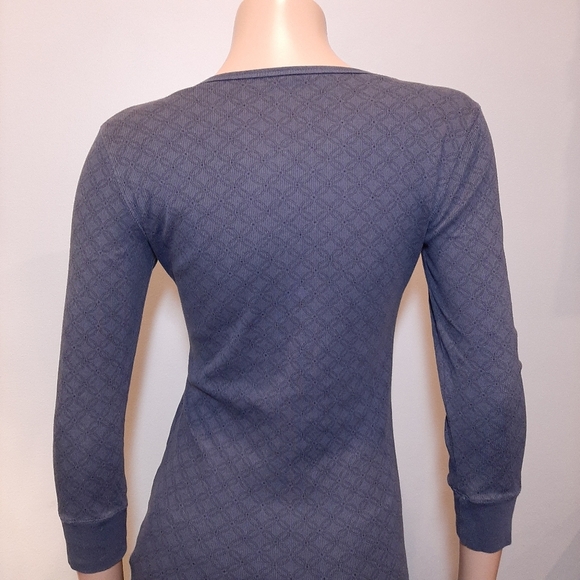 JOE FRESH Geometric Print Ribbed Split Neck Top 3/4 Sleeve Casual - Picture 8 of 14